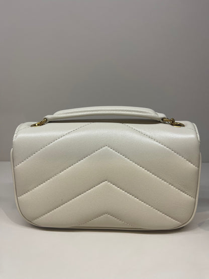 SAINT LAURENT LOULOU BAG IN WHITE WITH GOLD TONE HARDWARE
