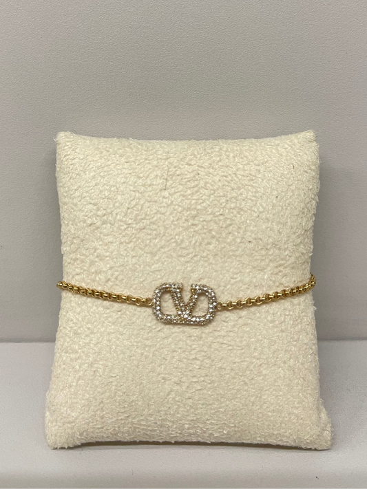 VALENTINO GOLD TONE CRYSTAL BRACELET